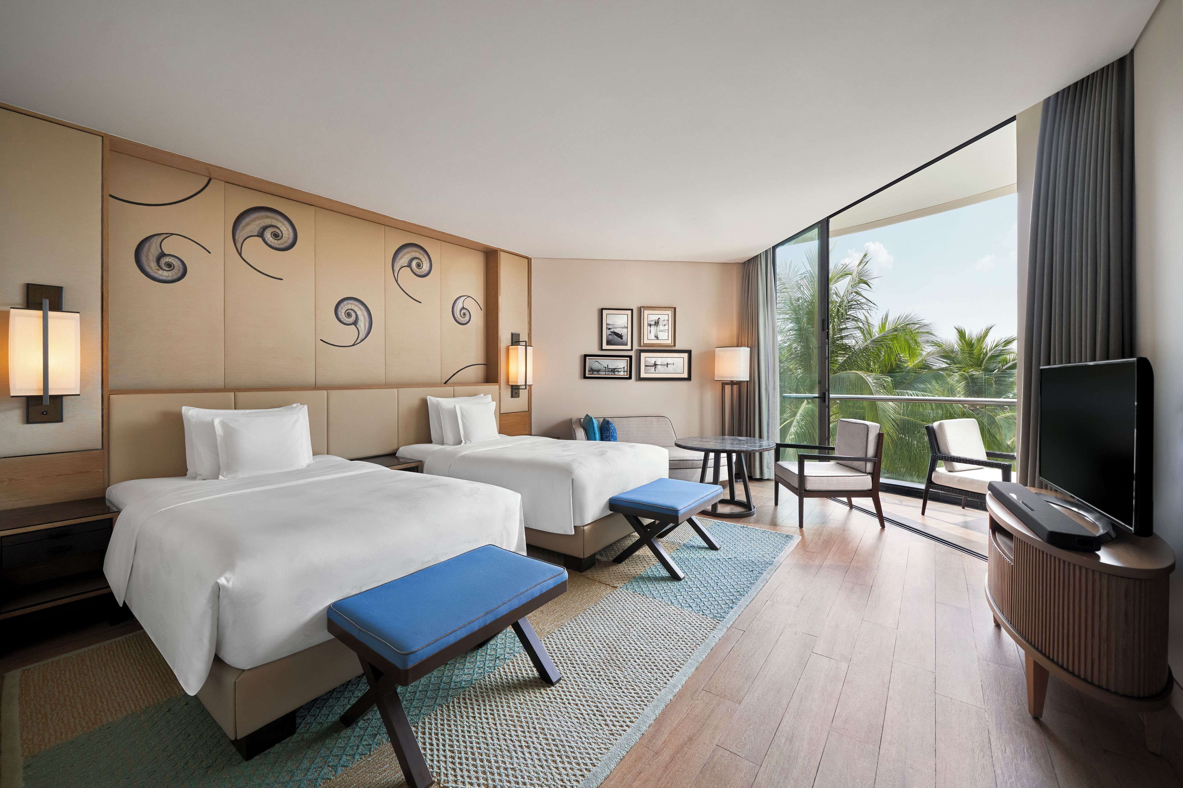 Rom – classic, 2 enkeltsenger, balkong, havutsikt | Italienske Frette-laken, sengetøy av topp kvalitet og dundyner