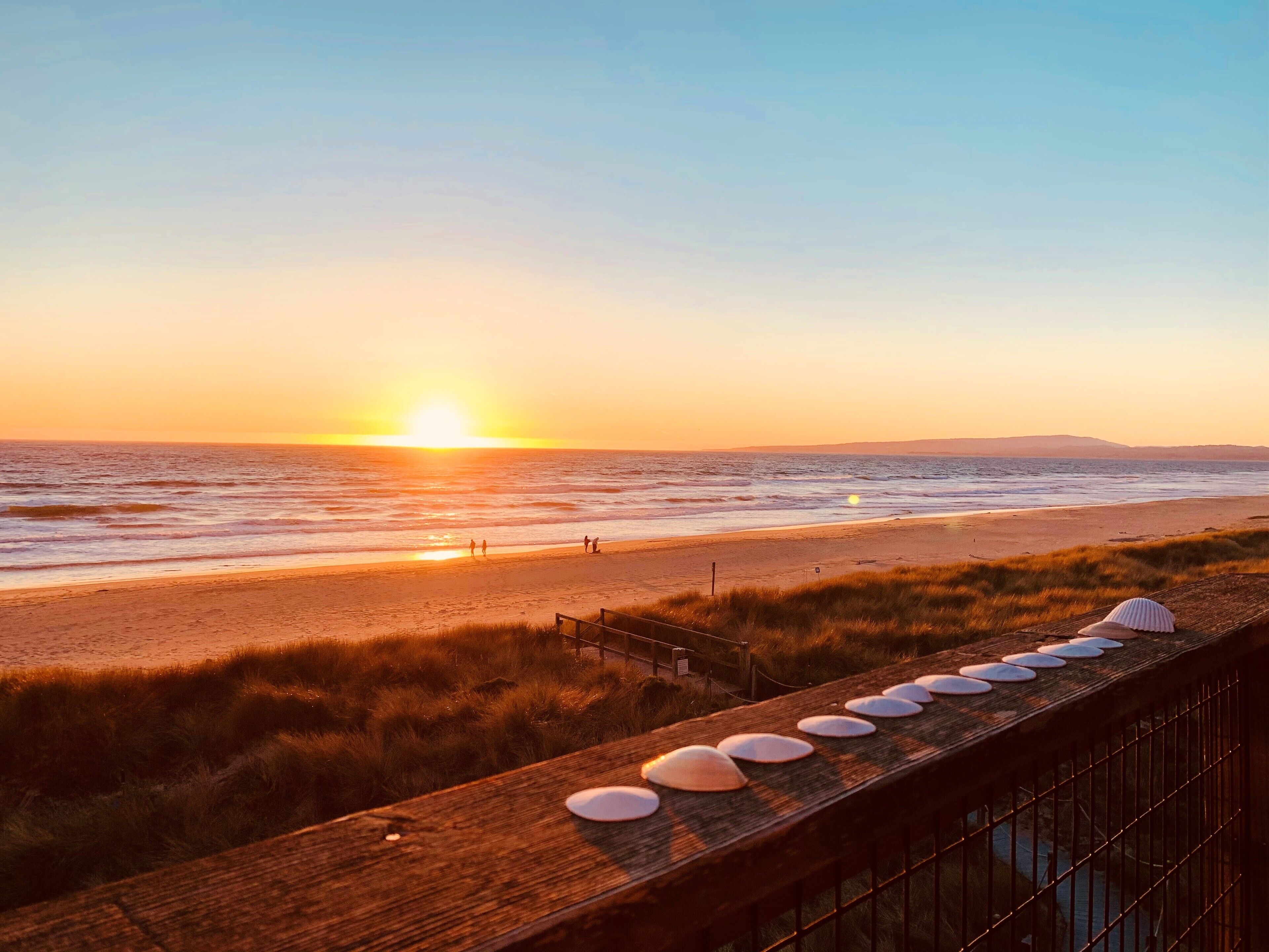 On the beach, sun-loungers, beach towels