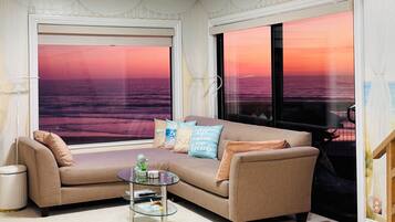 Smart TV, fireplace, DVD player, books