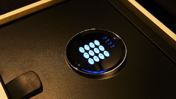 A keypad with illuminated buttons, likely for a security system.