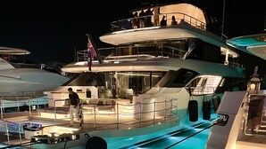 A large yacht with multiple decks, a swimming pool, and a deck area with seating. - ´Beach & Golf' Large Family Villa, Huge Garden, Private Pool, 350m to the Beach. (Marbella)