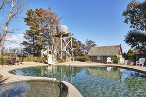Outdoor pool, pool loungers