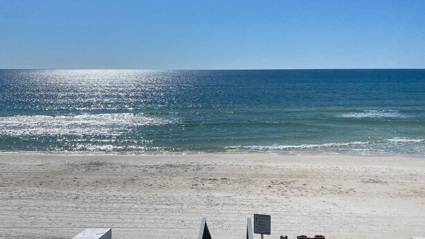 A wooden boardwalk leading to a beach with a clear view of the ocean. - Gated Waters Edge, deeded beach, chair set up, private pool, 5 bed\5+ sleeps 16 (Rosemary Beach)