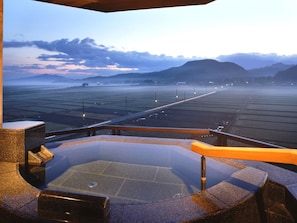 Japanese Western Style Suite with Open-air Bath (4F) | Bathroom | Separate tub and shower, hydromassage showerhead, free toiletries