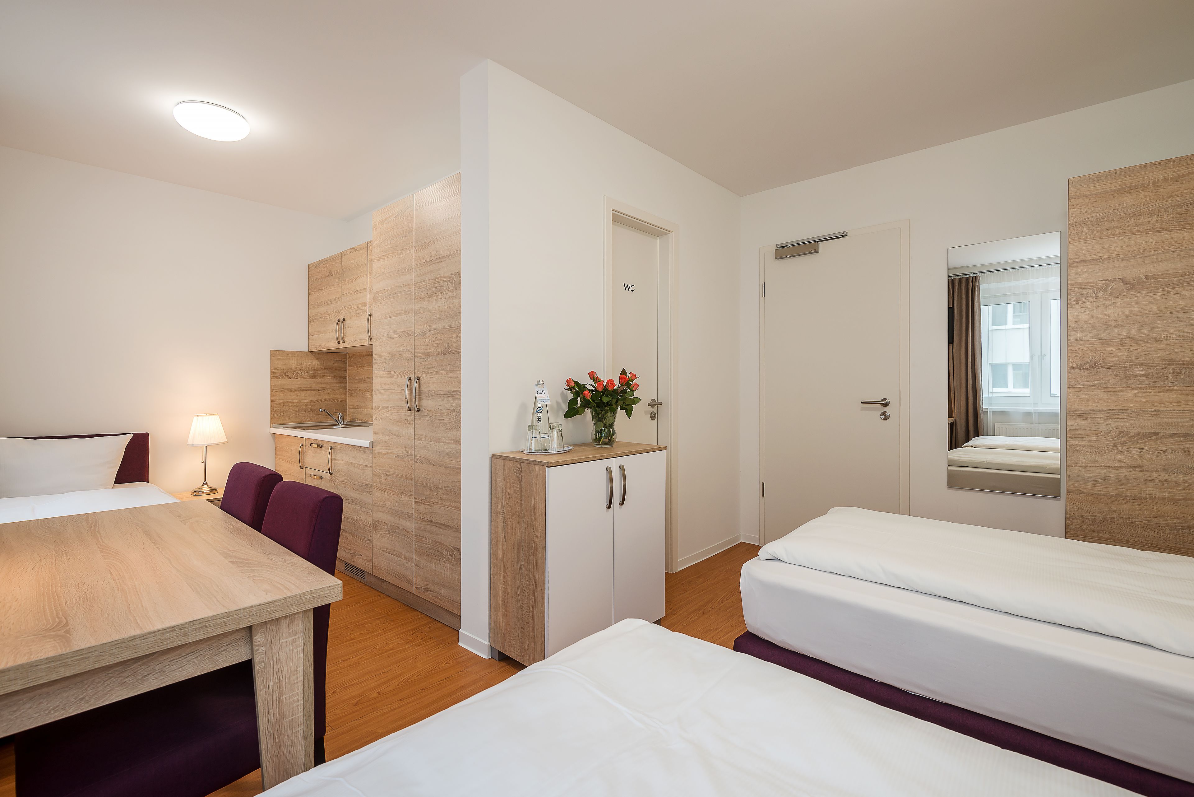 basic triple room, 3 single beds | private kitchen | fridge, microwave, coffee/tea maker, electric kettle