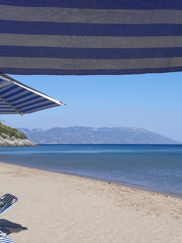 On the beach, free beach cabanas, sun loungers, beach umbrellas