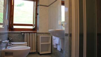 Shower, free toiletries, hair dryer, bidet