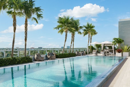 Outdoor pool, sun loungers