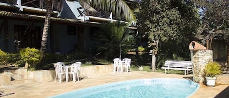 Outdoor pool, open 9:00 AM to 10:00 PM, pool umbrellas, sun loungers