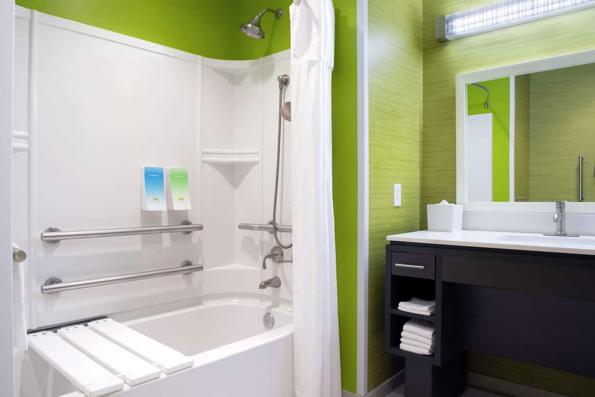 free toiletries, hair dryer, towels