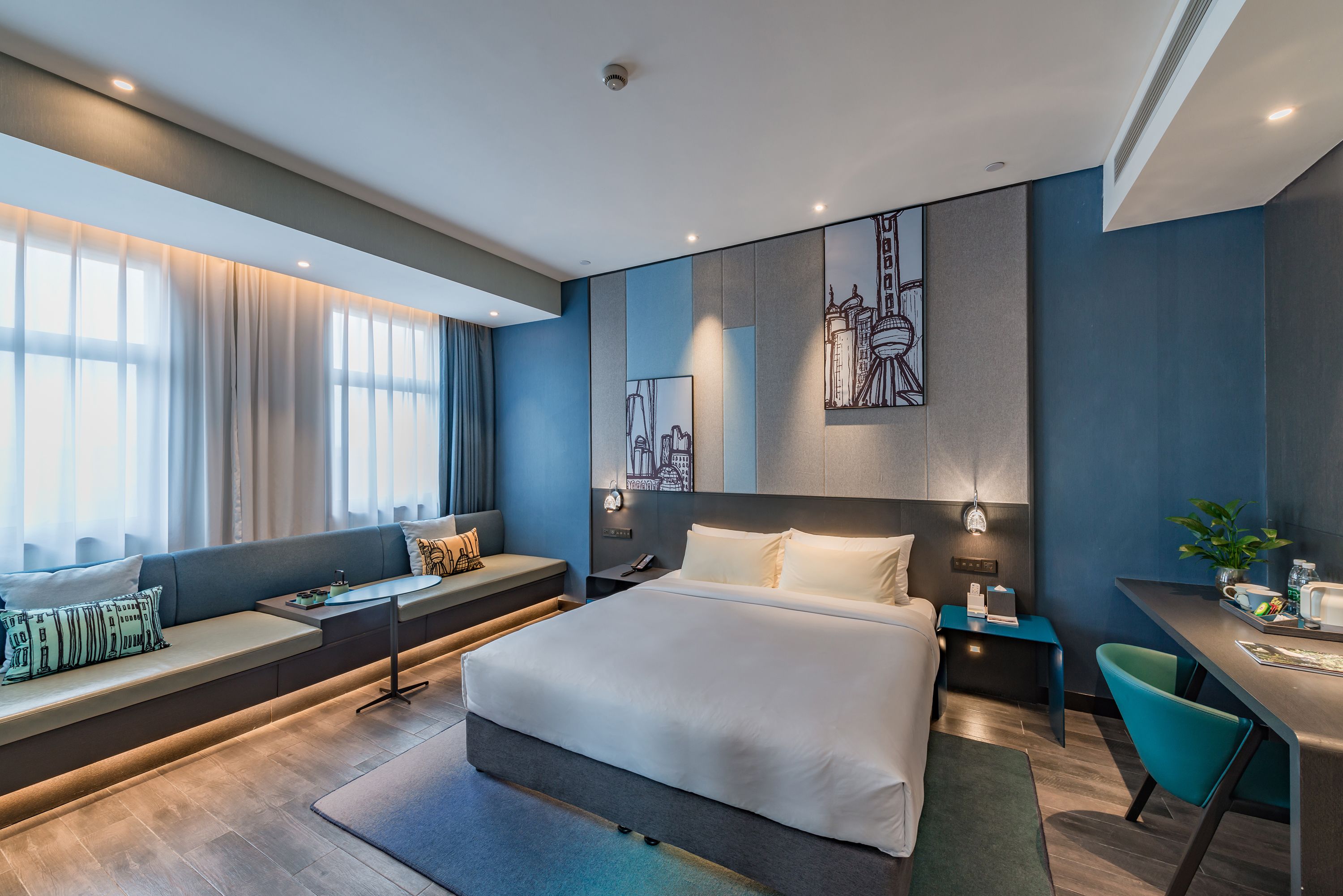 yiting family suite | premium bedding, down duvets, pillow-top beds, minibar