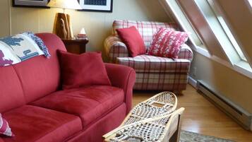 TV, fireplace, DVD player, music library