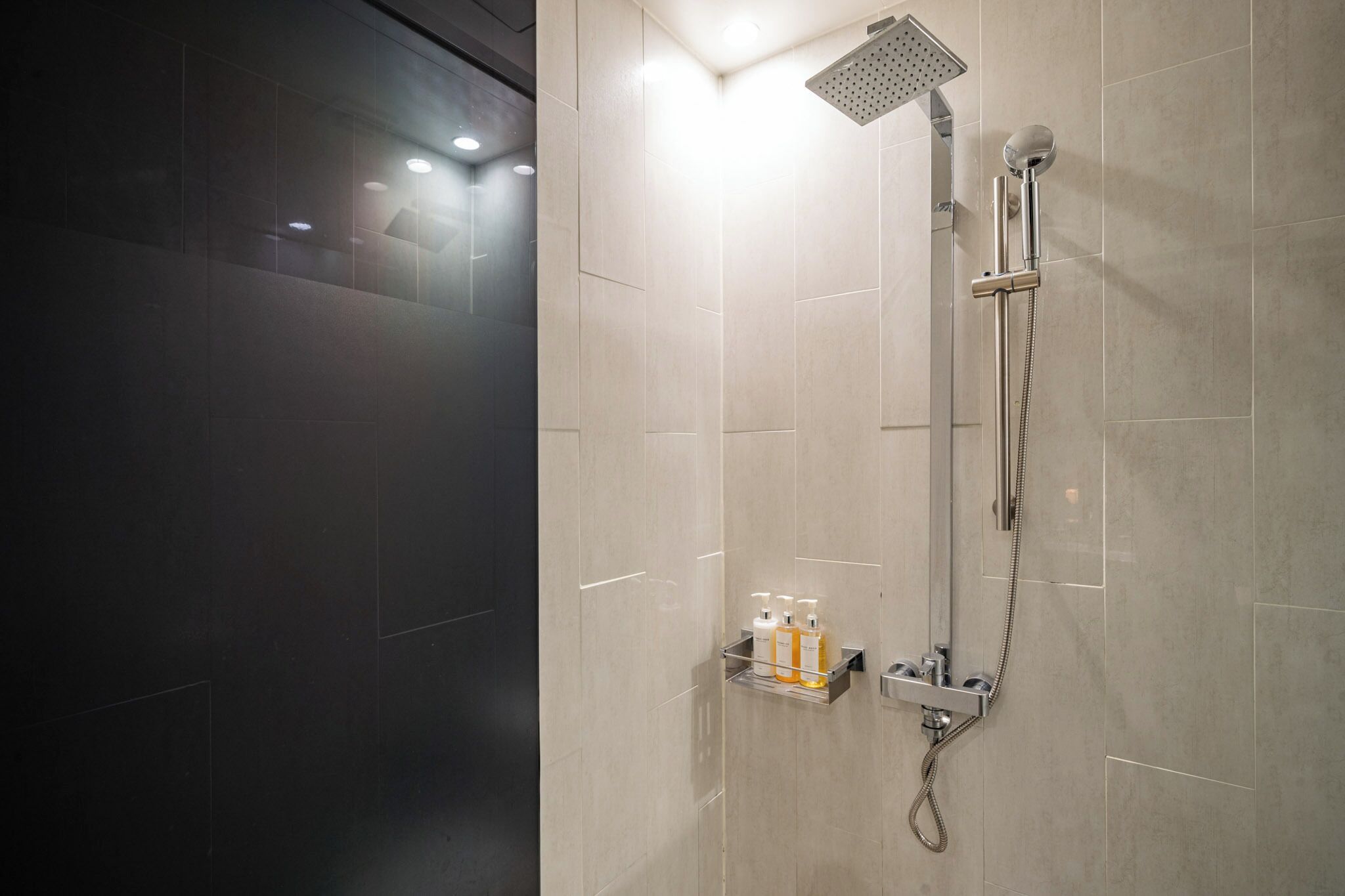 premium double room | bathroom | shower, free toiletries, hair dryer, bathrobes