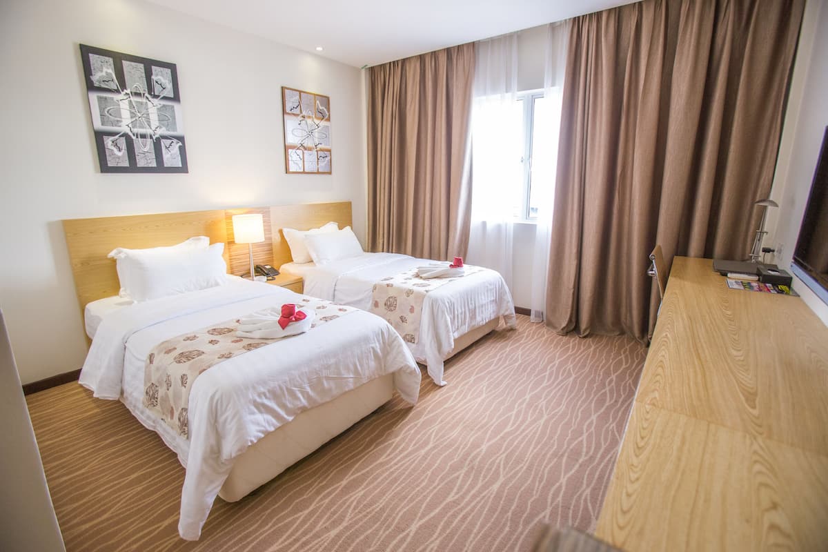 superior twin room | in-room safe, desk, blackout curtains, soundproofing