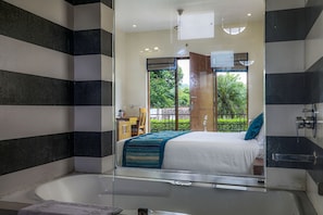 Desk, bed sheets