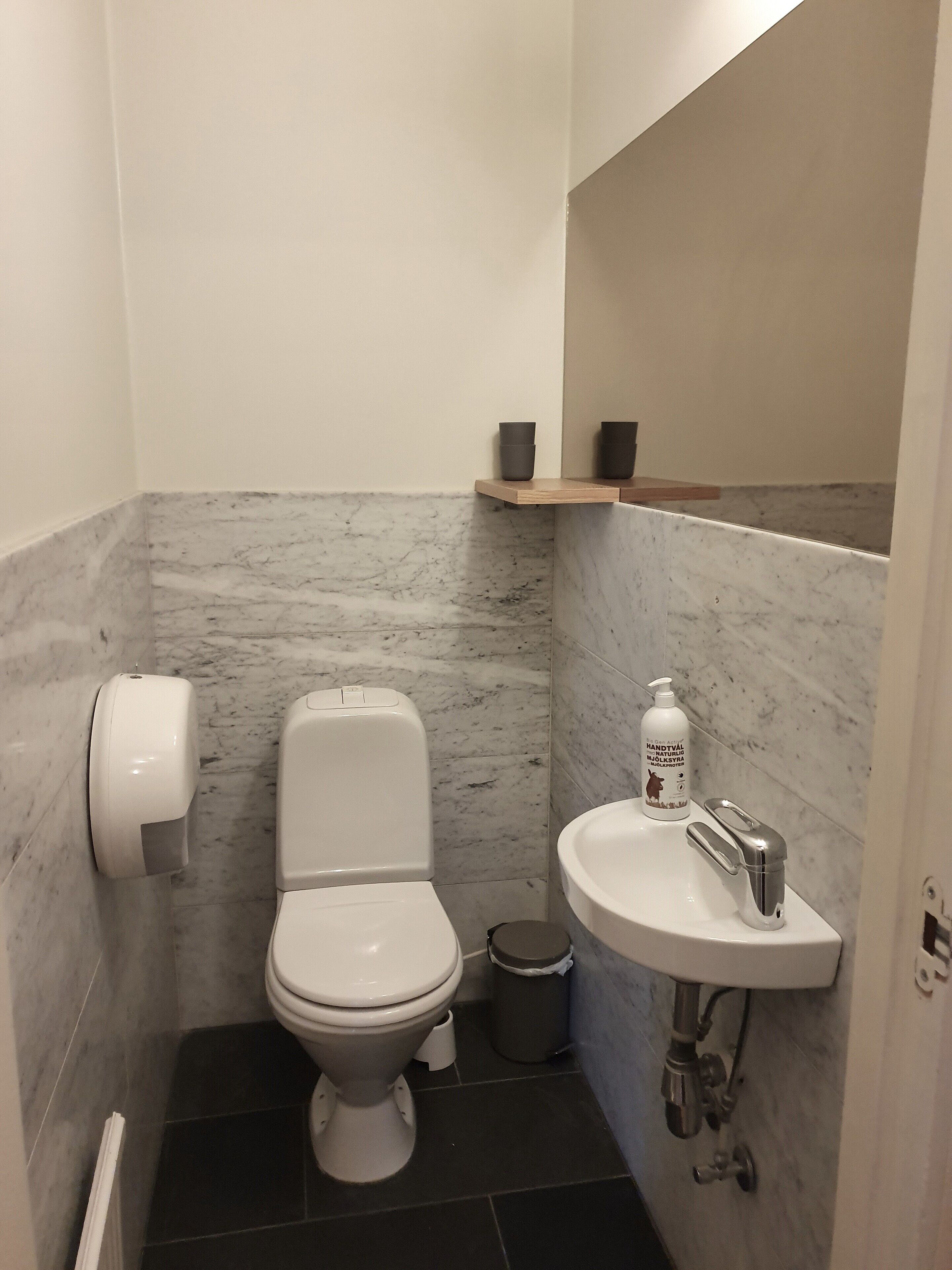 double room (private wc shared shower) | bathroom | shower, free toiletries, hair dryer, towels