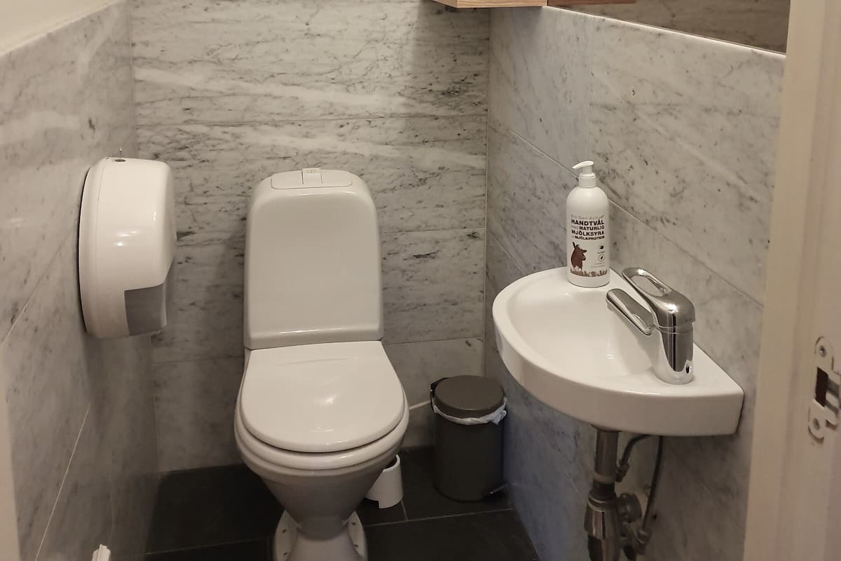 double room (private wc shared shower) | bathroom | shower, free toiletries, hair dryer, towels