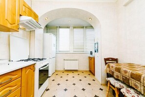 Apartment, 1 Schlafzimmer | Eigene Küche | Kühlschrank, Mikrowelle, Ofen, Wasserkocher