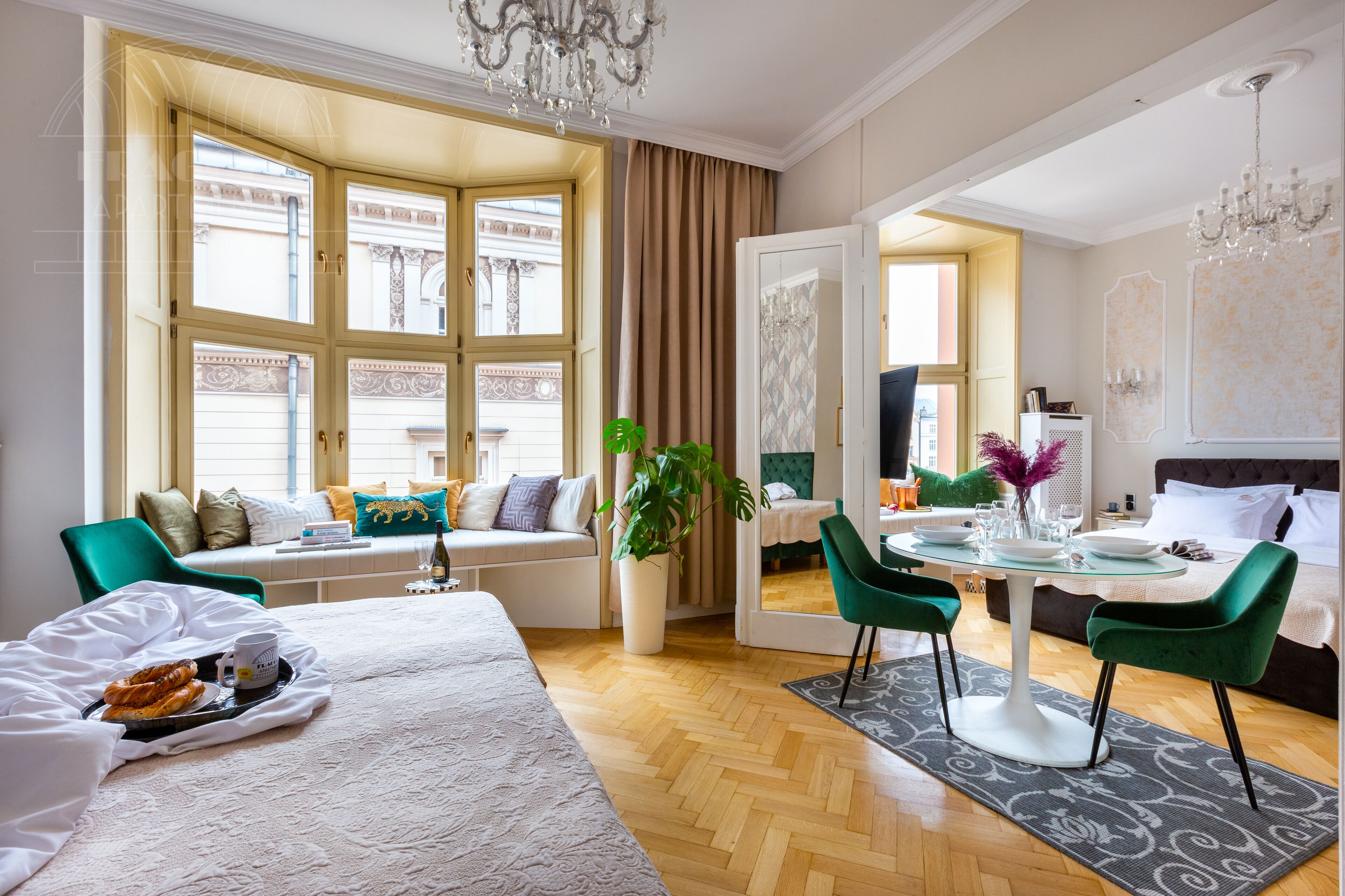 family apartment, 1 bedroom, kitchenette, city view | living area | flat-screen tv