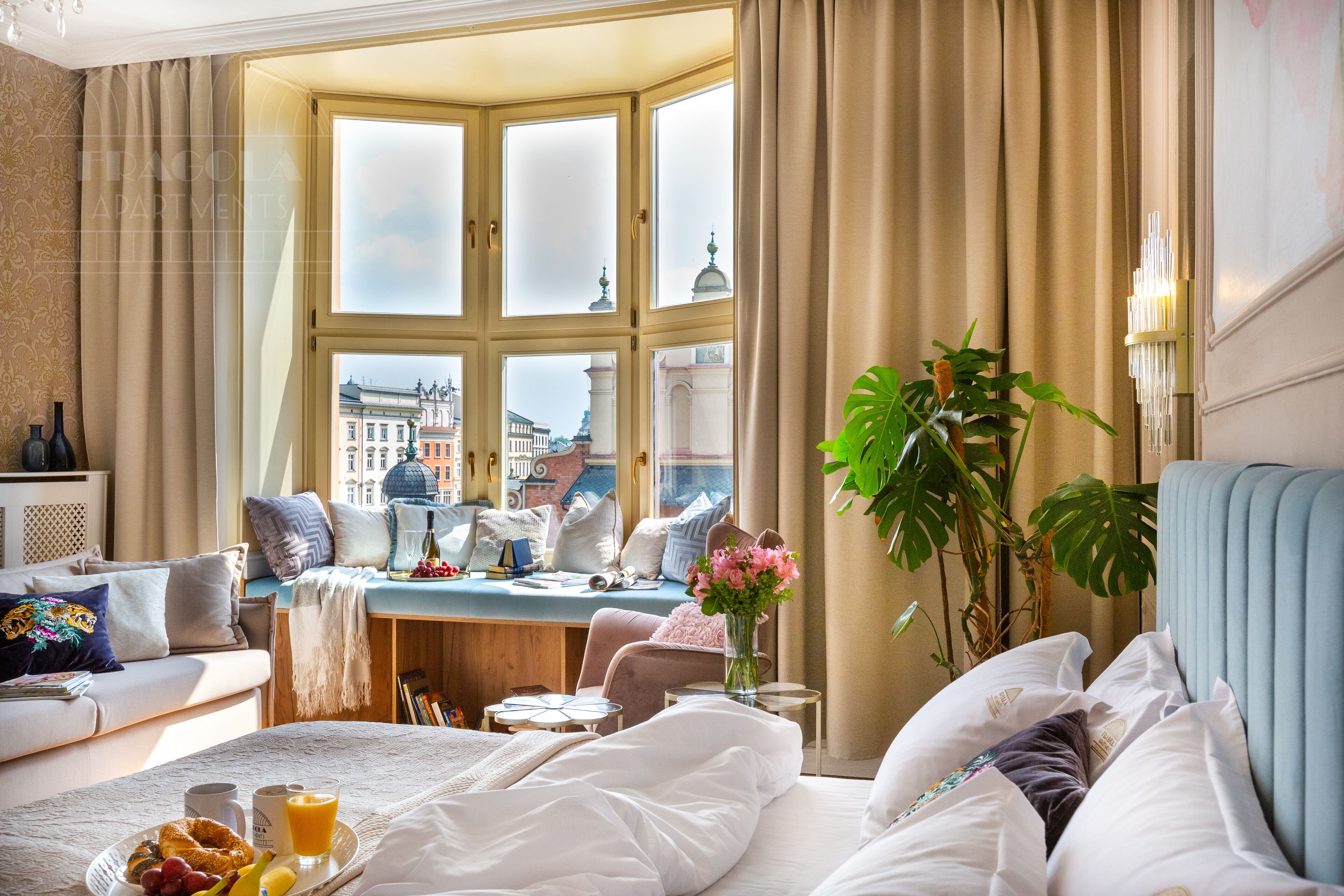 premium studio, 1 king bed with sofa bed, kitchenette, city view | living area | flat-screen tv