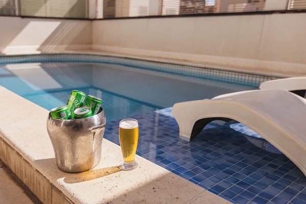 Outdoor pool, sun loungers