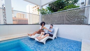 Outdoor pool, sun loungers