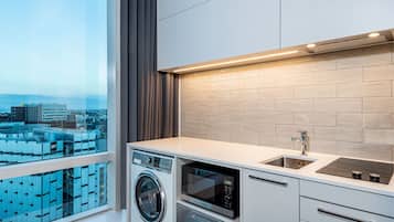 Mini-fridge, coffee/tea maker, electric kettle