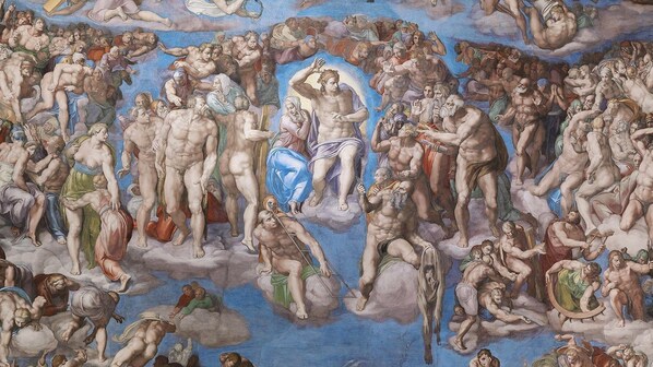 A detailed fresco mural with figures and architectural elements. - Guest House Galaxy (Rome)