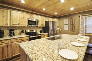 Fridge, microwave, dishwasher, coffee/tea maker