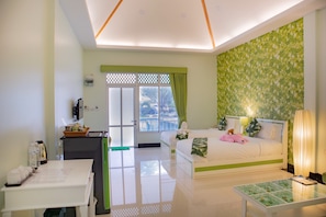 Double Room, Pool View, Poolside | Premium bedding, minibar, blackout drapes, soundproofing