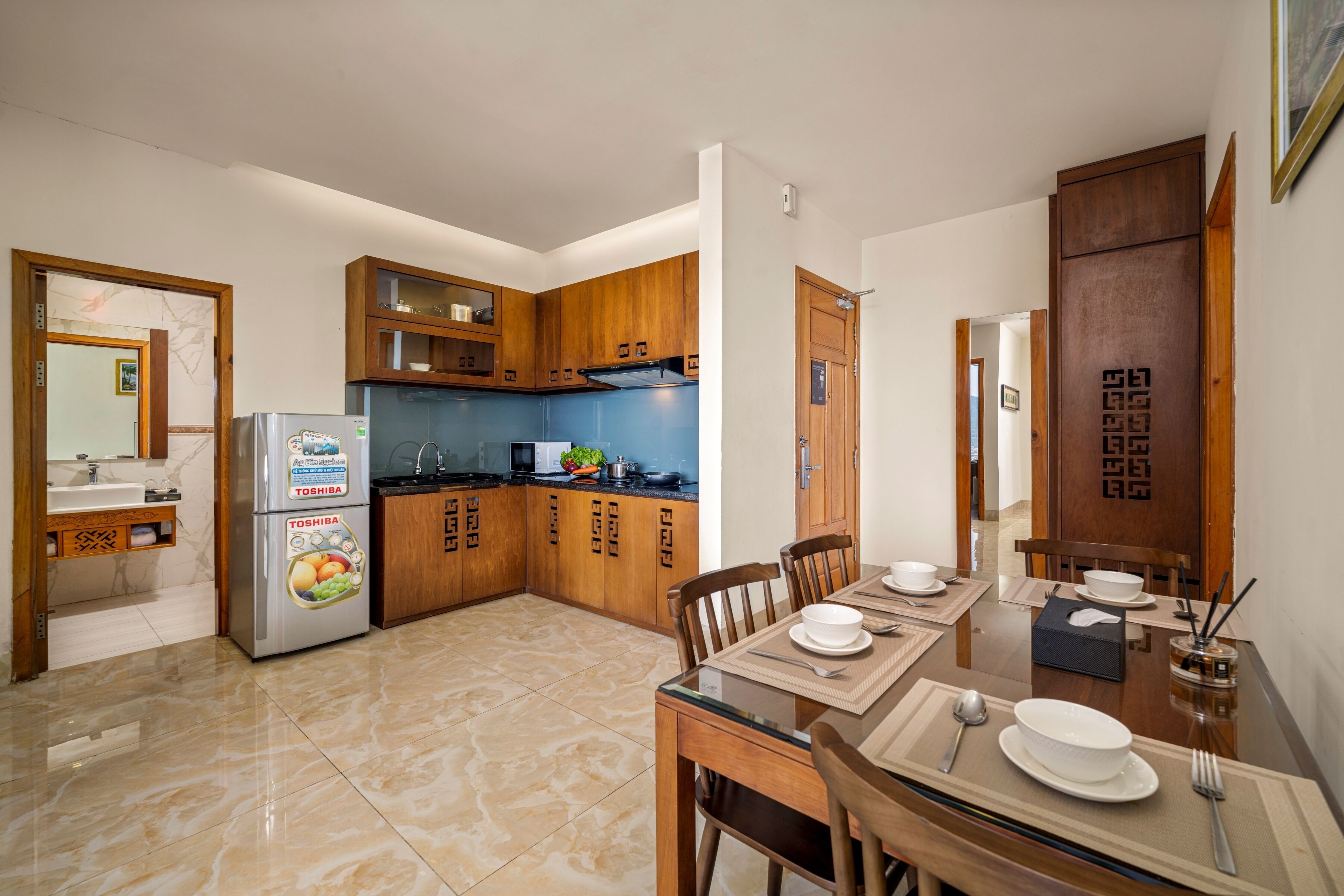 family studio sea view with balcony - complimentary welcome fruit | private kitchen | fridge, coffee/tea maker, electric kettle