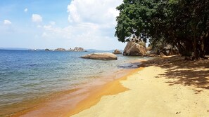 On the beach, white sand, sailing