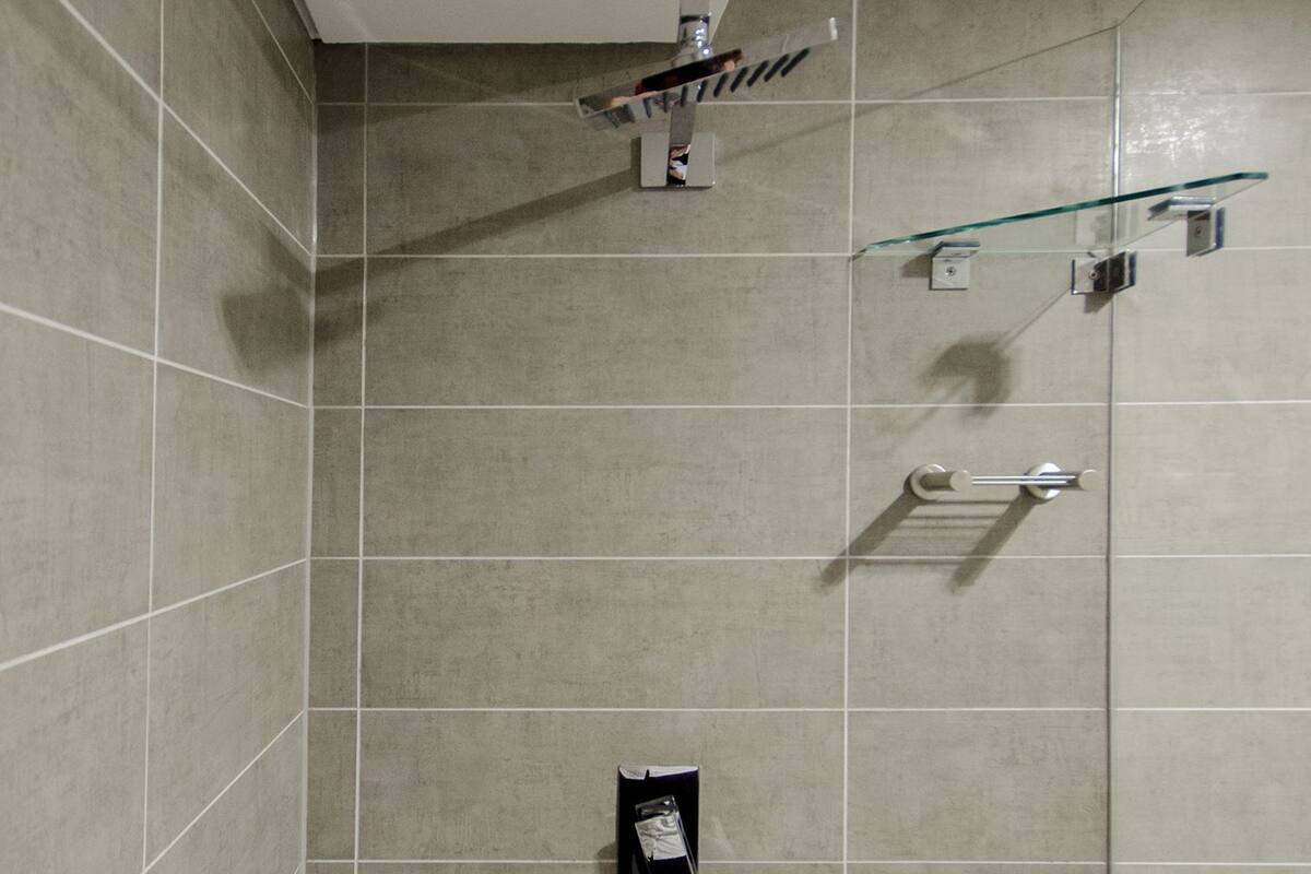 Een douche, gratis toiletartikelen, een haardroger, handdoeken