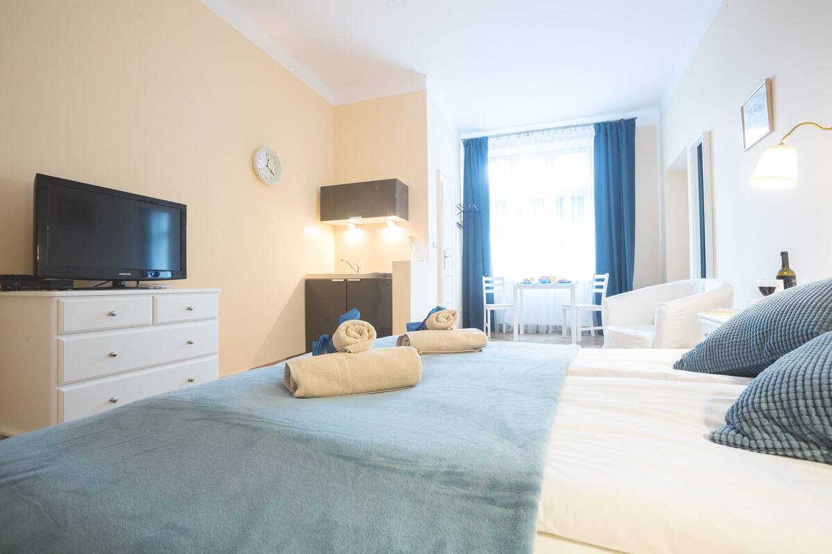 Studio (BLUE - G10; 3rd floor) | 1 bedroom, premium bedding, in-room safe, individually furnished