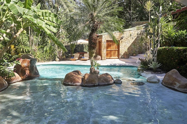 Outdoor pool, sun loungers