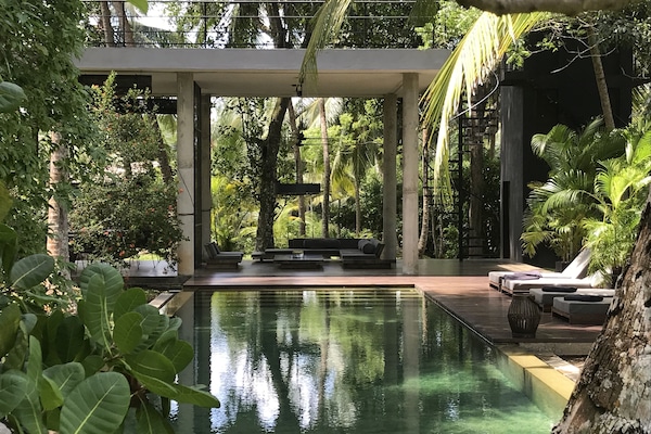 Outdoor pool, pool loungers