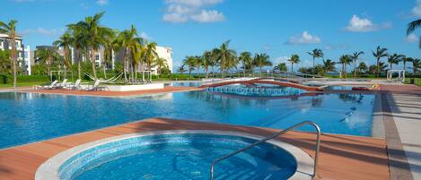 Outdoor pool, sun loungers
