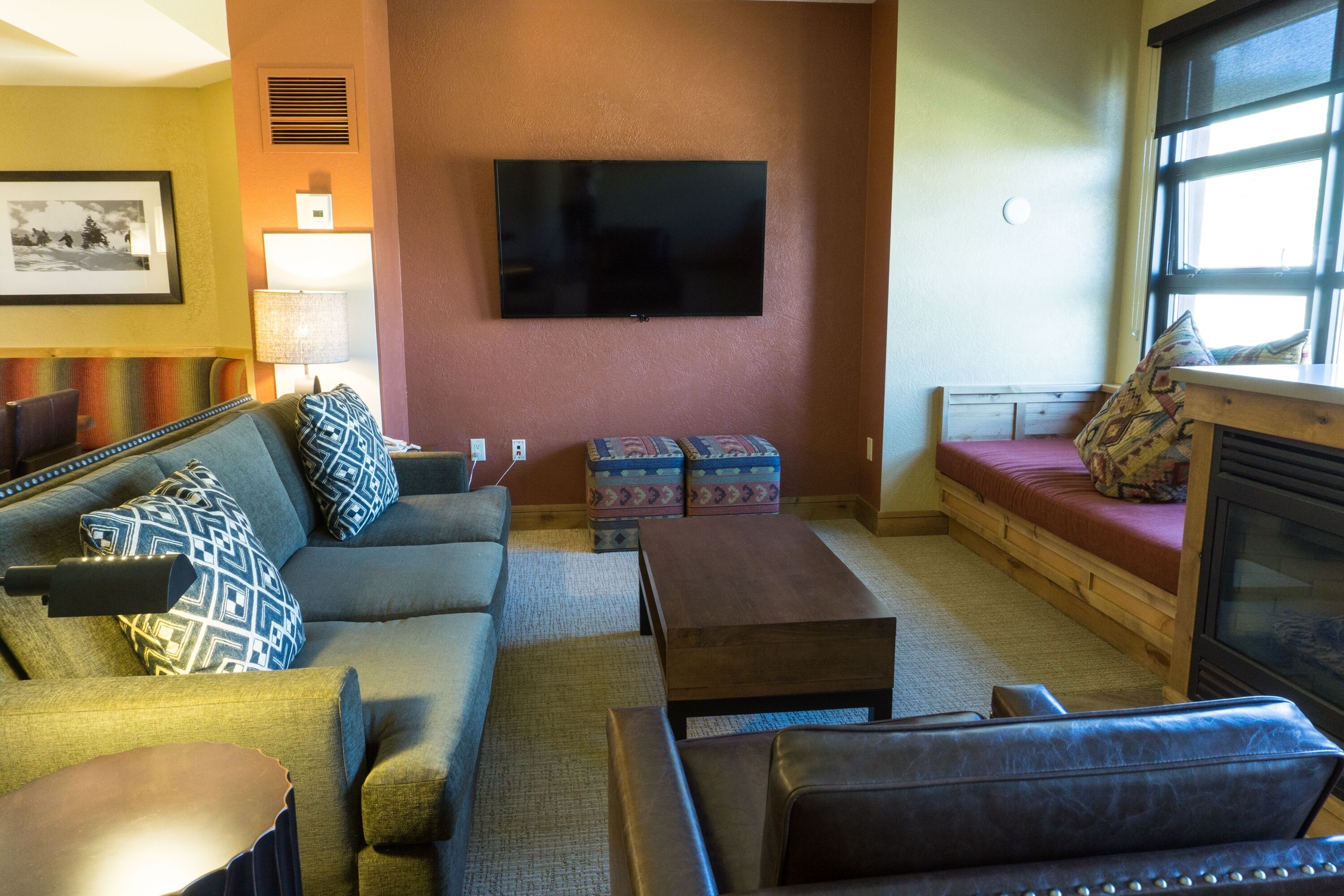 Condo, 1 Bedroom | Living area | Flat-screen TV, fireplace