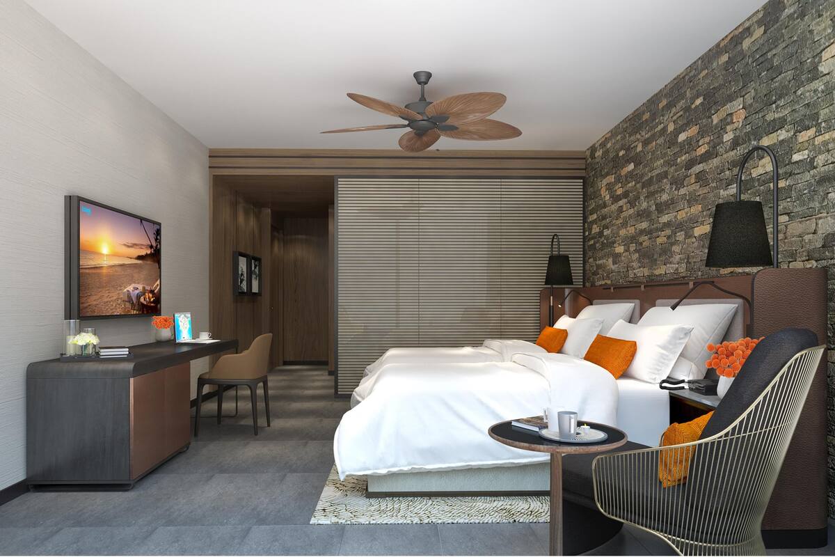 1 makuuhuone, ylelliset vuodevaatteet, Tempur Pedic -patjalliset sängyt