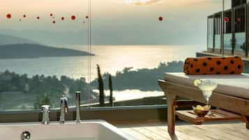 Family Corner Terrace Suite Sea View | Spa | Sauna, tina de hidromasaje, baño de vapor y baño turco o hammam
