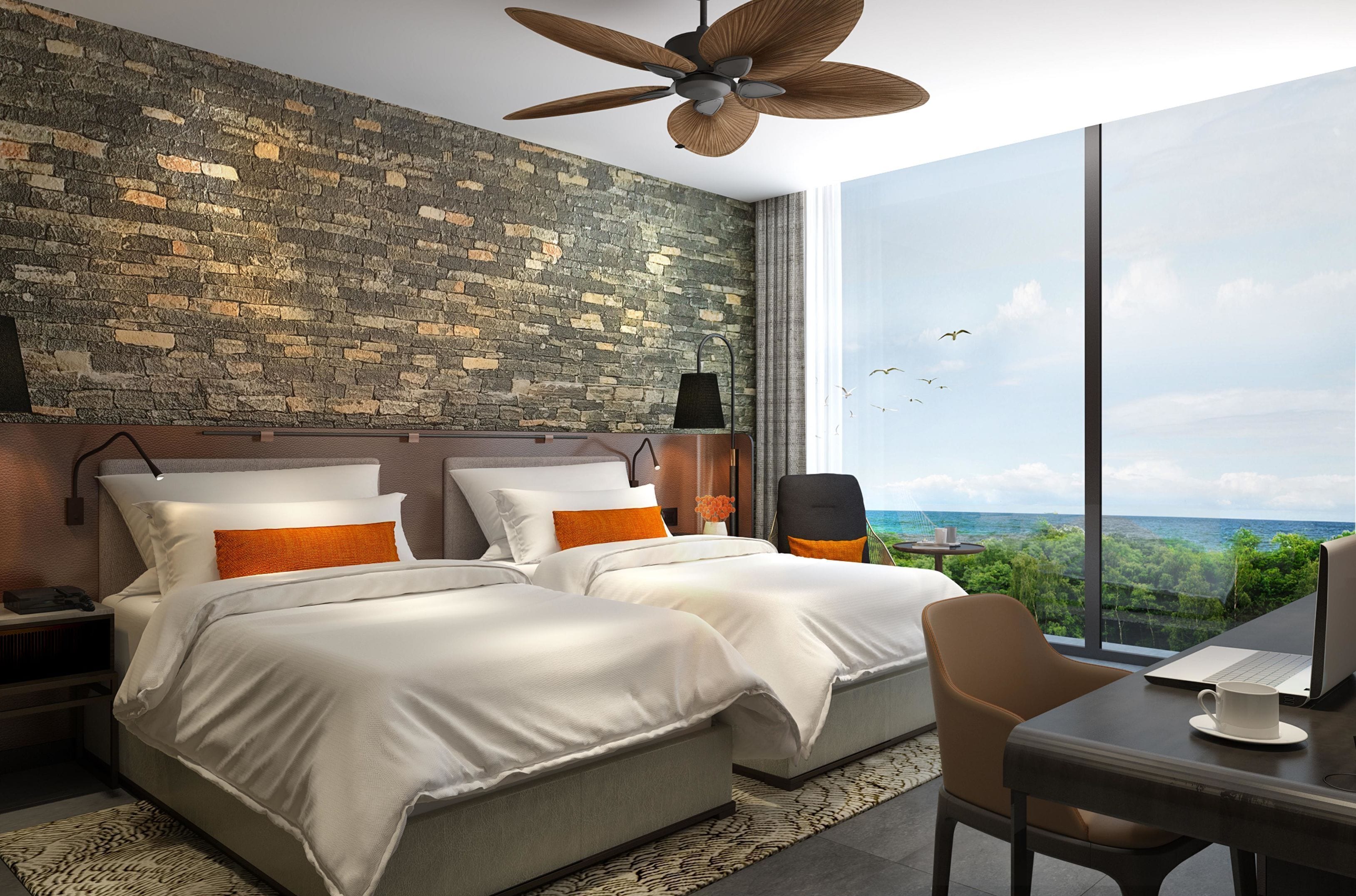 Family Corner Suite Sea View | 高档床上用品、泰普尔床垫、免费迷你吧物品、客房内保险箱