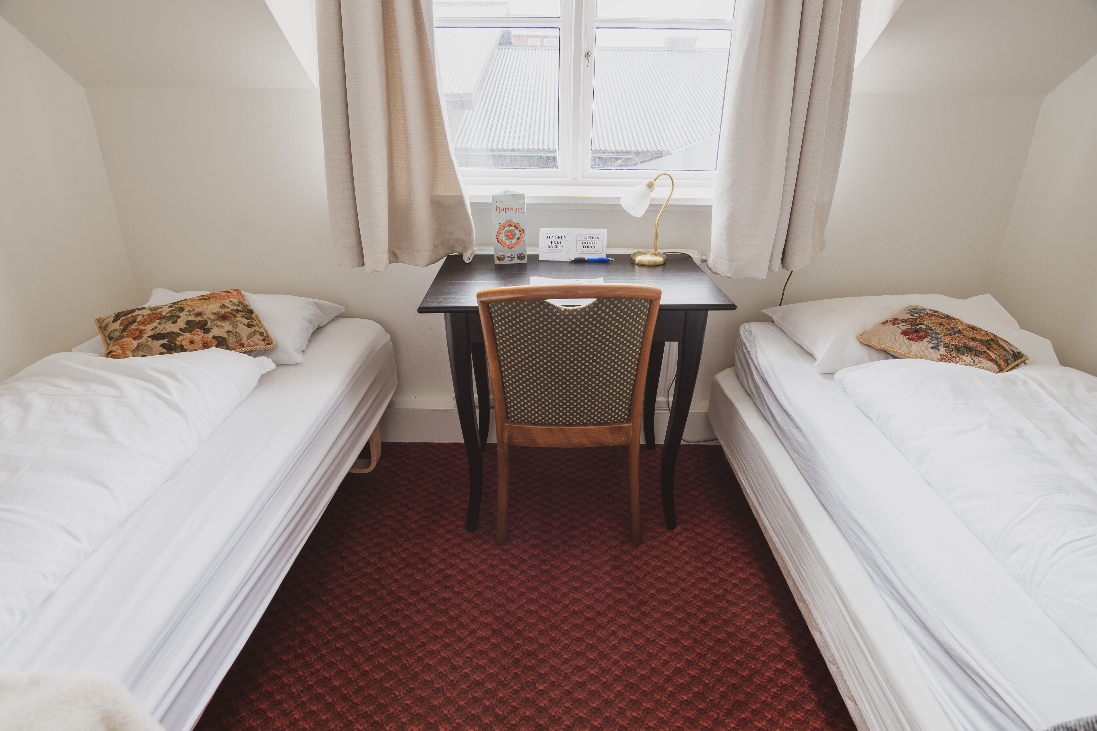 double or twin room, shared bathroom | desk, laptop workspace, blackout curtains, iron/ironing board