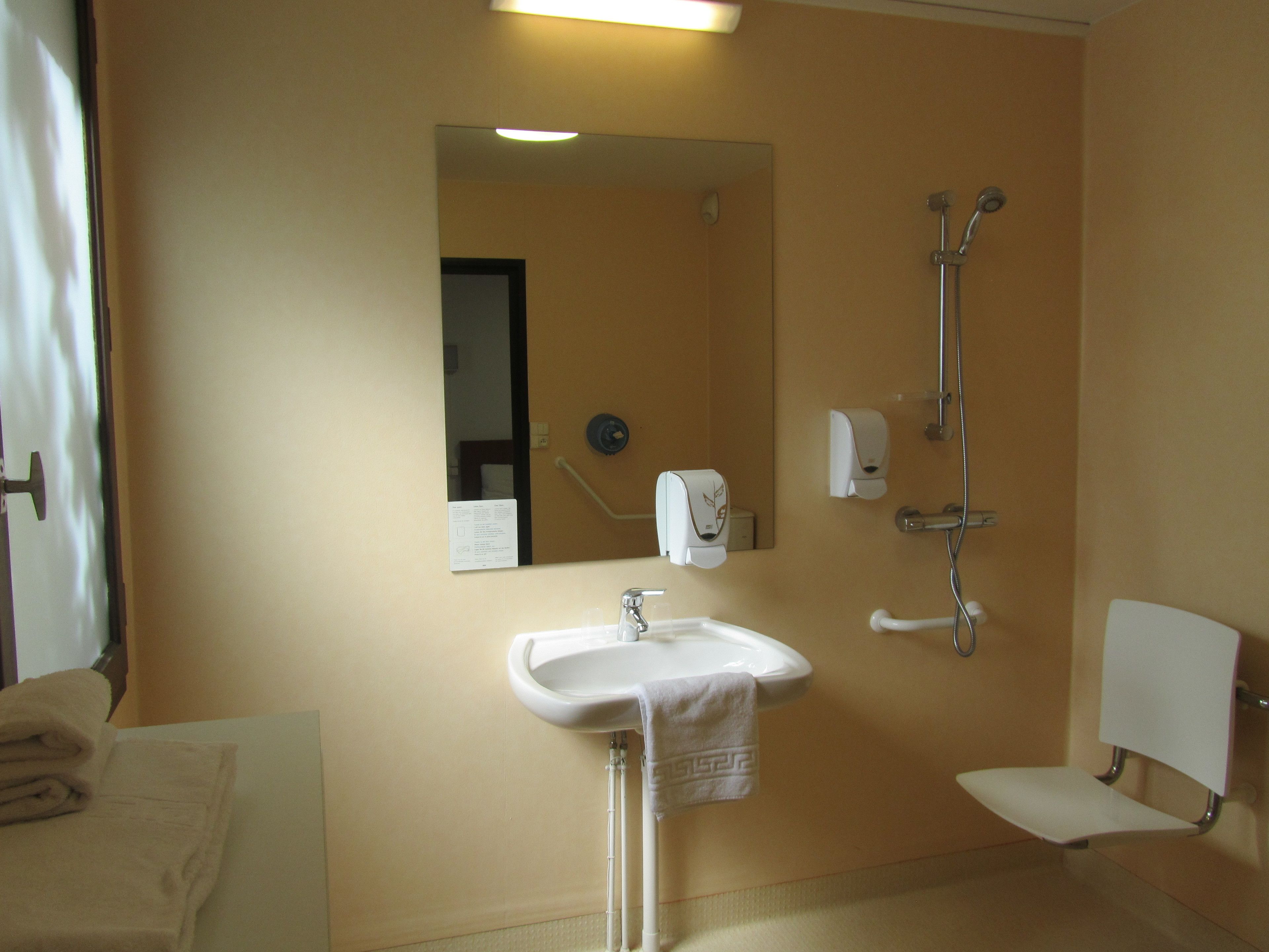 comfort double or twin room, 1 queen bed, accessible | bathroom shower