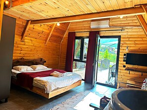 Doga manzarali | Living room | 54-inch LED TV with cable channels, TV, fireplace