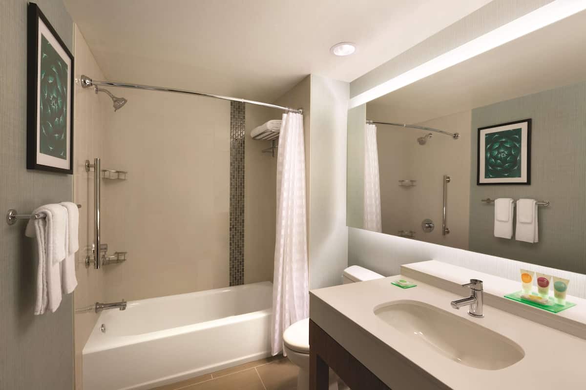 free toiletries, hair dryer, towels, soap