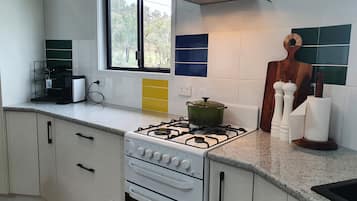 Casa de lujo, 3 habitaciones, balcón, vista al viñedo | Cocina privada | Refrigerador, microondas, parrilla de estufa y tostadora