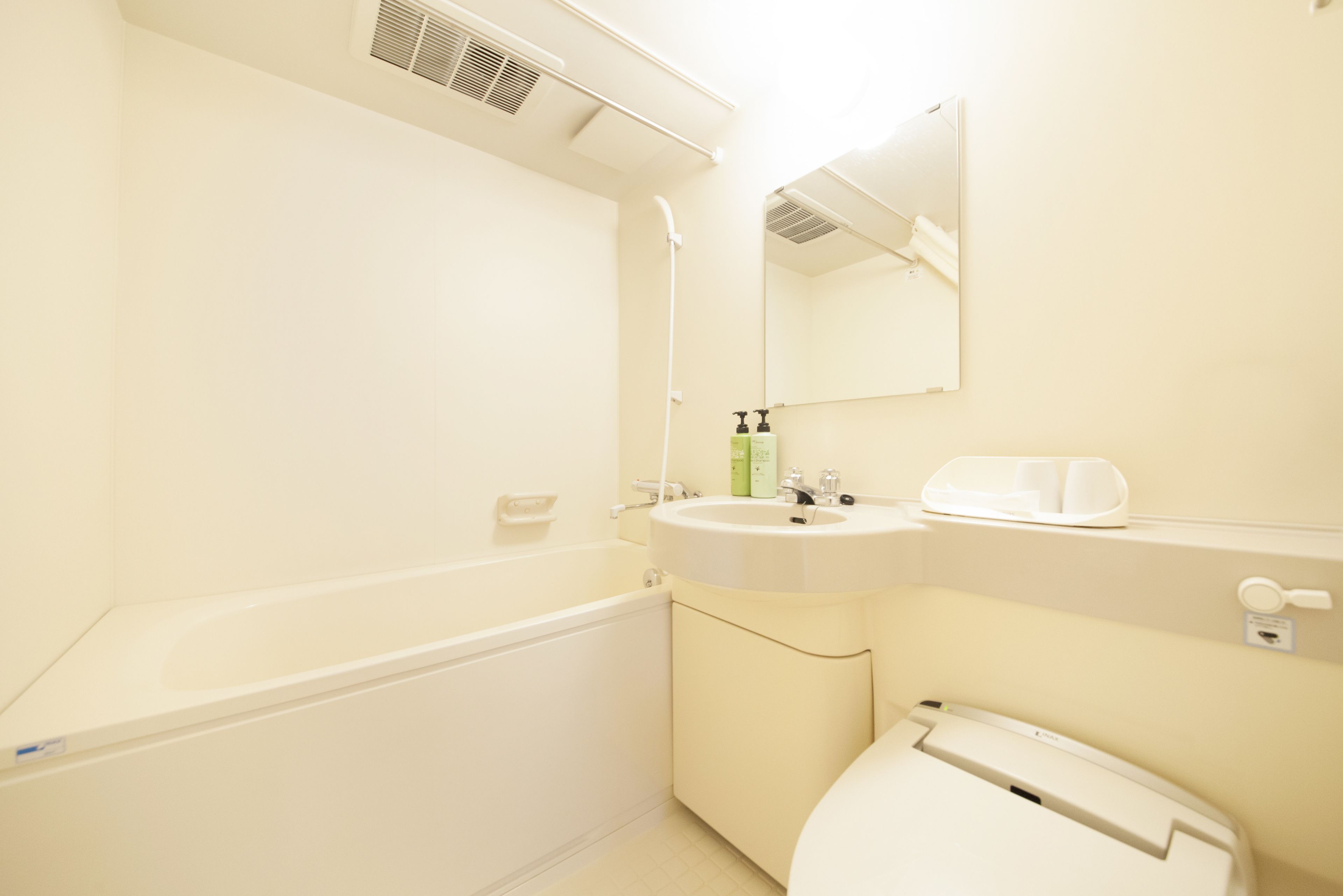 combined shower/bathtub, free toiletries, hair dryer, electronic bidet