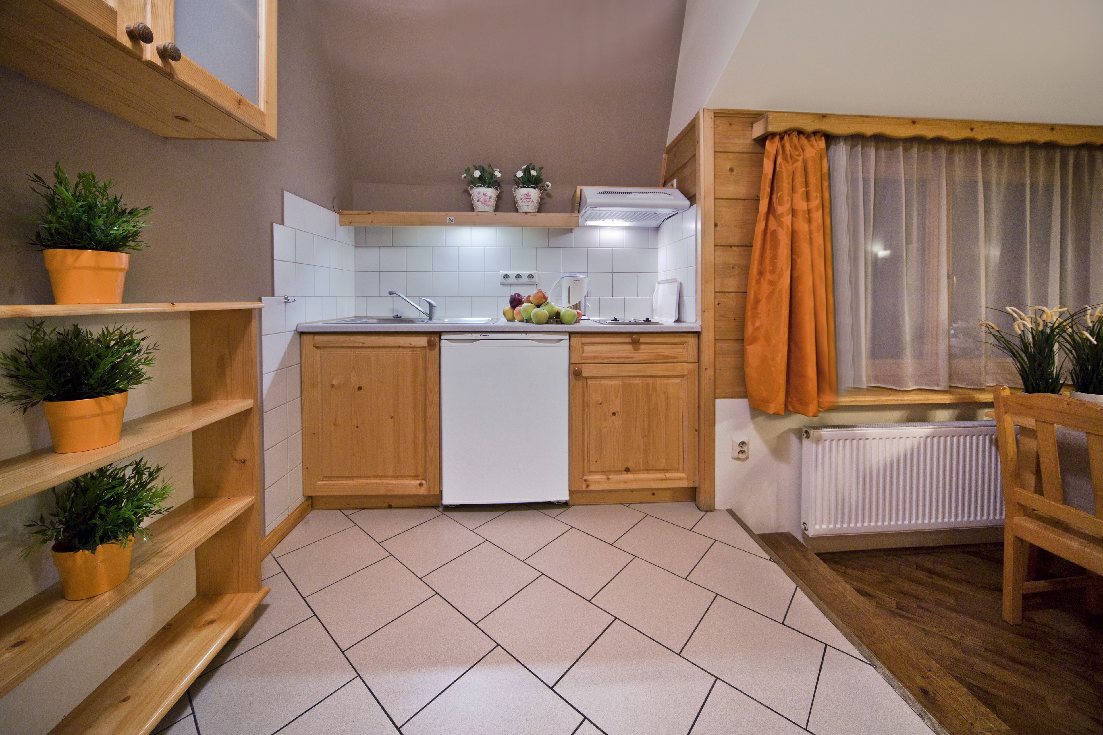 apartment, 1 bedroom, fireplace (widok na góry) | private kitchen | fridge, microwave, stovetop, dishwasher