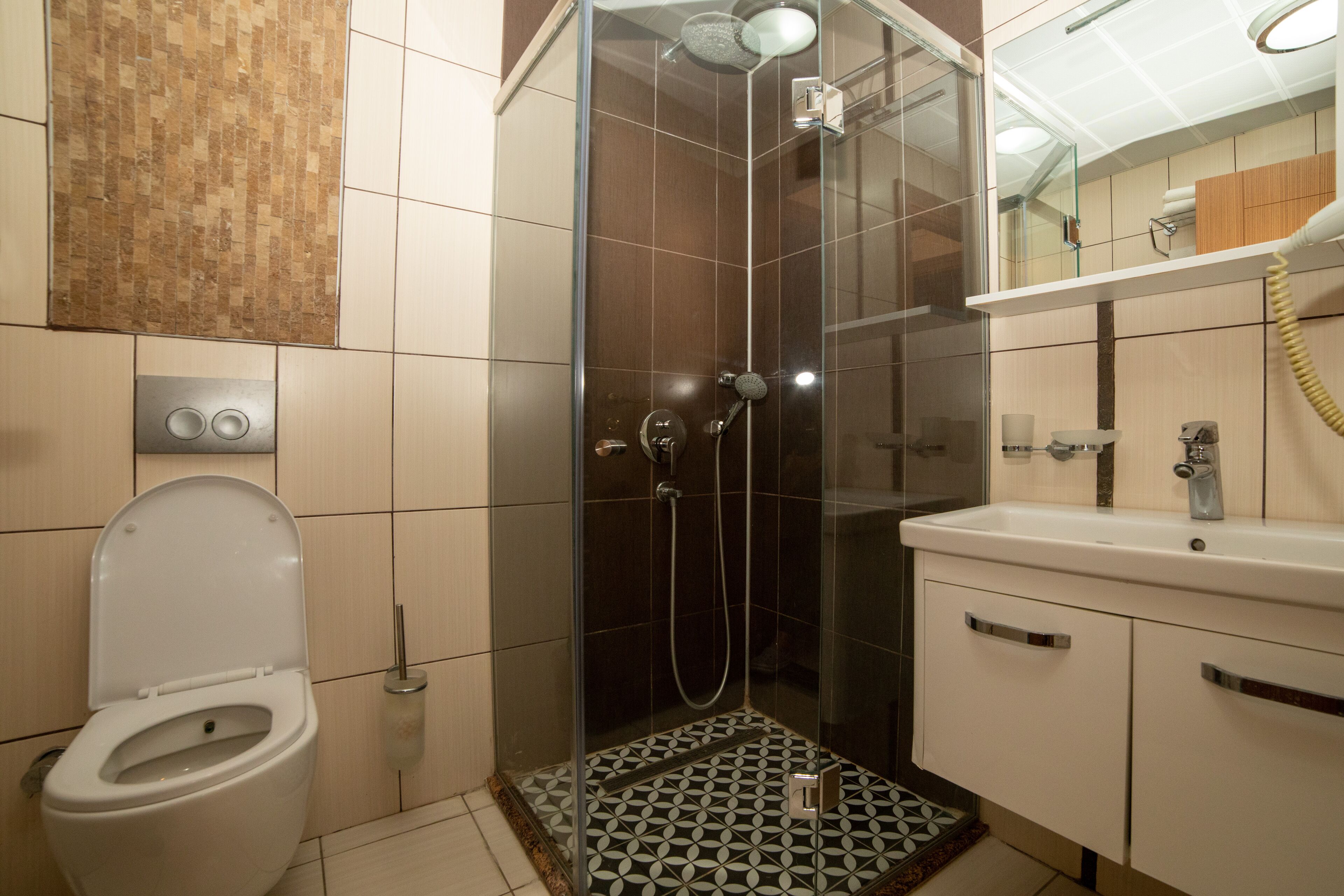 shower, free toiletries, hair dryer, bathrobes