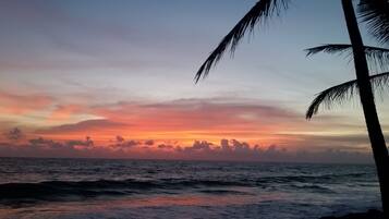 On the beach, scuba diving
